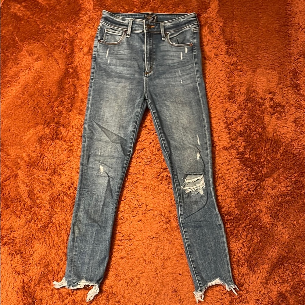 Abercrombie distressed high-rise jeans